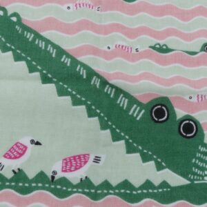 serviette coton doublé éponge motif crocodile 25cmx25cm