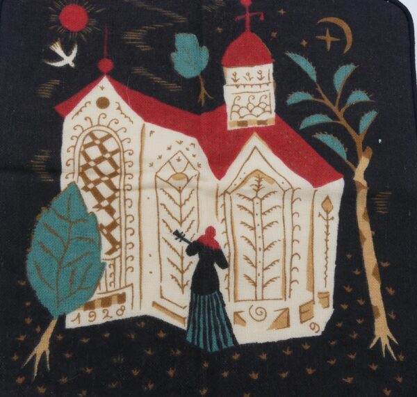 serviette coton doublée éponge motif maison 25cmx25cm
