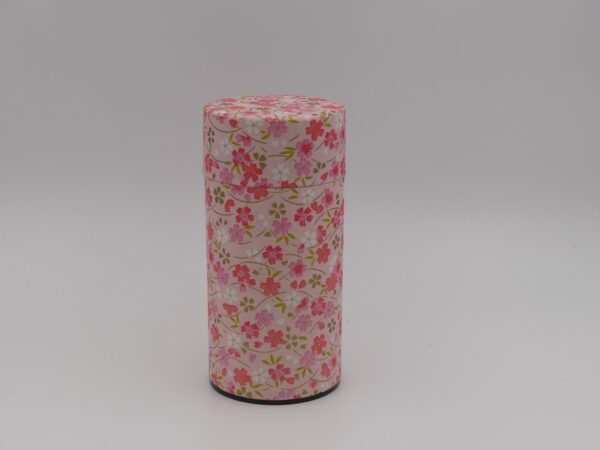 boite à thé métal et papier japonais motif fleuri rose