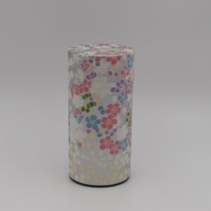 boite à thé métal et papier japonais motif fleurs de cerisier