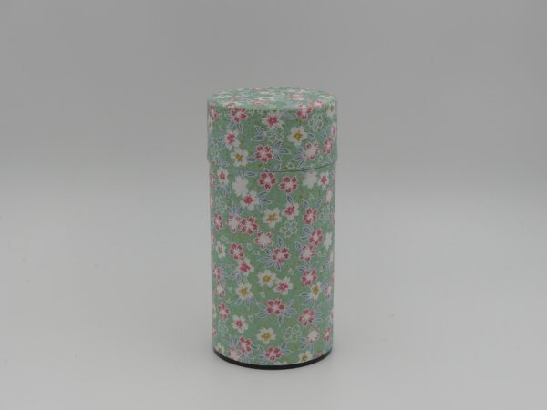 boite à thé métal et papier japonais verte motif fleuri